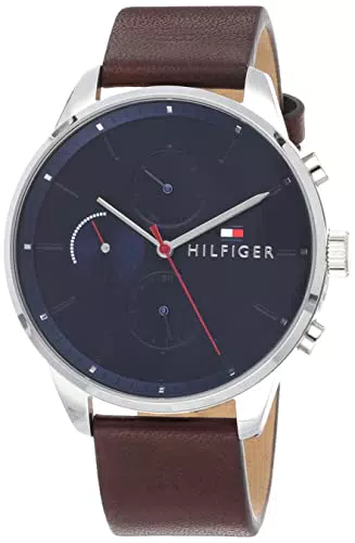 Tommy Hilfiger Orologio Analogico Multifunzione al Quarzo da Uomo con Cinturino in Pelle Marrone - 1791487