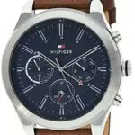 Tommy Hilfiger Orologio Analogico Multifunzione al Quarzo da Uomo con Cinturino in Pelle Marrone - 1791741