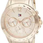 Tommy Hilfiger Orologio Analogico Multifunzione al Quarzo da Donna con Cinturino in Acciaio Inossidabile Color Oro Rosso - 1782197