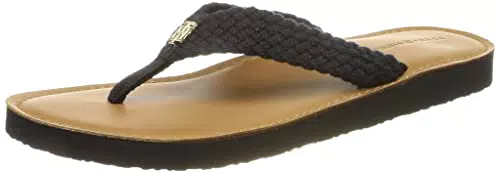 TOMMY HILFIGER TH Leather Footbed Beach Sandal, Infradito Donna