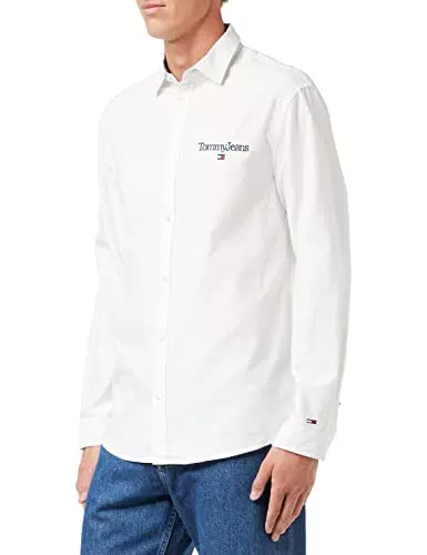 Tommy Jeans Tjm Serif Linear Oxford Camicia, White