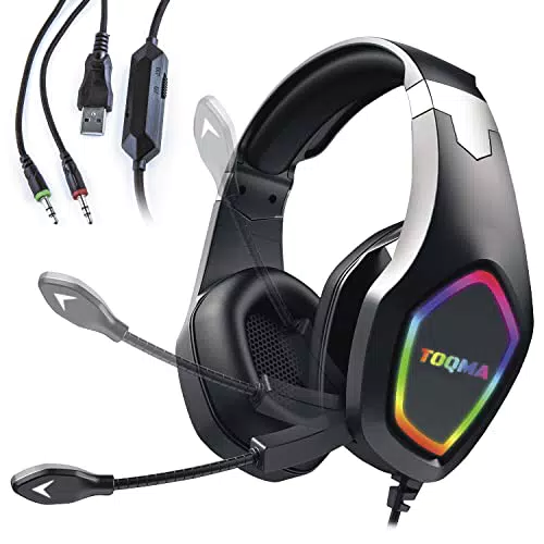 TOQMA Cuffie Gaming RGB Con Microfono Per Pc Ps4 Ps5 playstation 4 Xbox Console con Qualità Suono Hifi