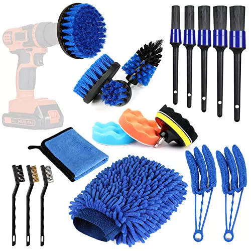 TPfocus Kit Spazzole Auto 20 Pezzi Set di spazzole per la Pulizia dell'auto dell'auto per la Pulizia di Ruote