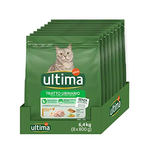 Ultima - Cibo per Gatti Tratto urinario con Pollo, Pack 8 x 800 G