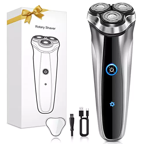 VIYSPNV 3D Rasoio Elettrico Barba, Wet ＆Dry Rasoio Barba Senza Fili TYPE-C Ricaricabile Regolabarba Rasoio Elettrico Uomo con Rifinitore Pop-up con Display LCD