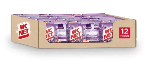 Wc Net - Detergente Igienizzante Solido per WC, Fragranza Lavanda, 4 Pezzi x 12 Confezioni