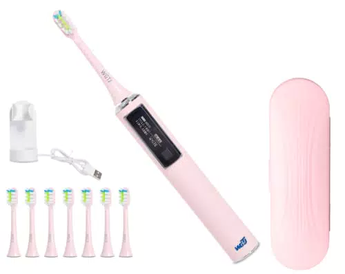 WGTJ Spazzolino elettrico sonico, Set 41000 Ultrasuoni ipx7 Impermeabile 8 spazzole di ricambio USB ricaricabili con custodia da viaggio ，morbido Completo da uomo Bambini
