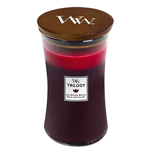 Woodwick Hourglass Trilogy Candela Profumata Grande Con Stoppino Scoppiettante