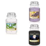 Yankee Candle Candele in Giara Grande, Clean Cotton + Lavanda al limone + Notte di Mezza Estate