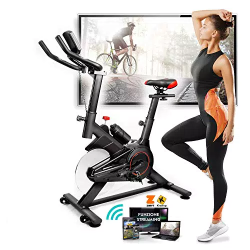 YM Cyclette Da Casa, Display LCD Multifunzione, Bluetooth + App ZWIFT e KINOMAP