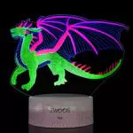 ZWOOS Luce Notturna 3D LED Multicolore, drago che cammina