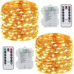 SUNNOW 2 Pezzi Stringa Luci LED - 10M/33FT Catene Luminose 100LED Luci Natalizie Batteria Impermeabile IP65