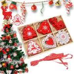 24 Pezzi Decorazioni Natalizie Decorazioni Albero di Natale in Legno Natale e Snowman Ciondolo di Natale con Spago per Decorazioni Albero di Natale Abbellimenti Albero Natale Ornamenti Pendenti