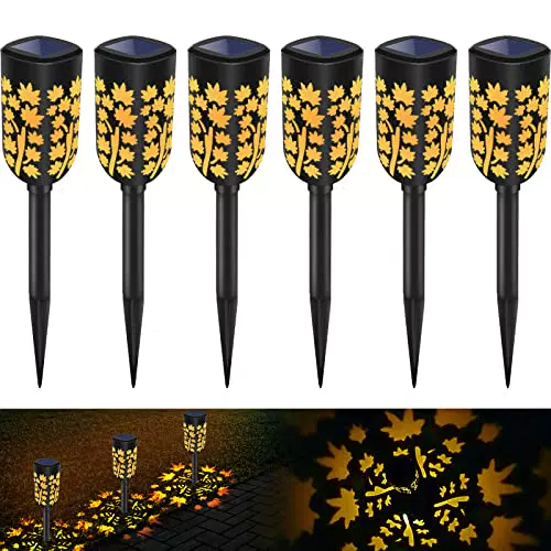 6 pezzi luci solari da giardino, Yideng impermeabile foglia d'acero giardino LED luce solare con Spike plastica auto on/off LED giardino esterno luce per prato patio cortile vialetto decori passerella