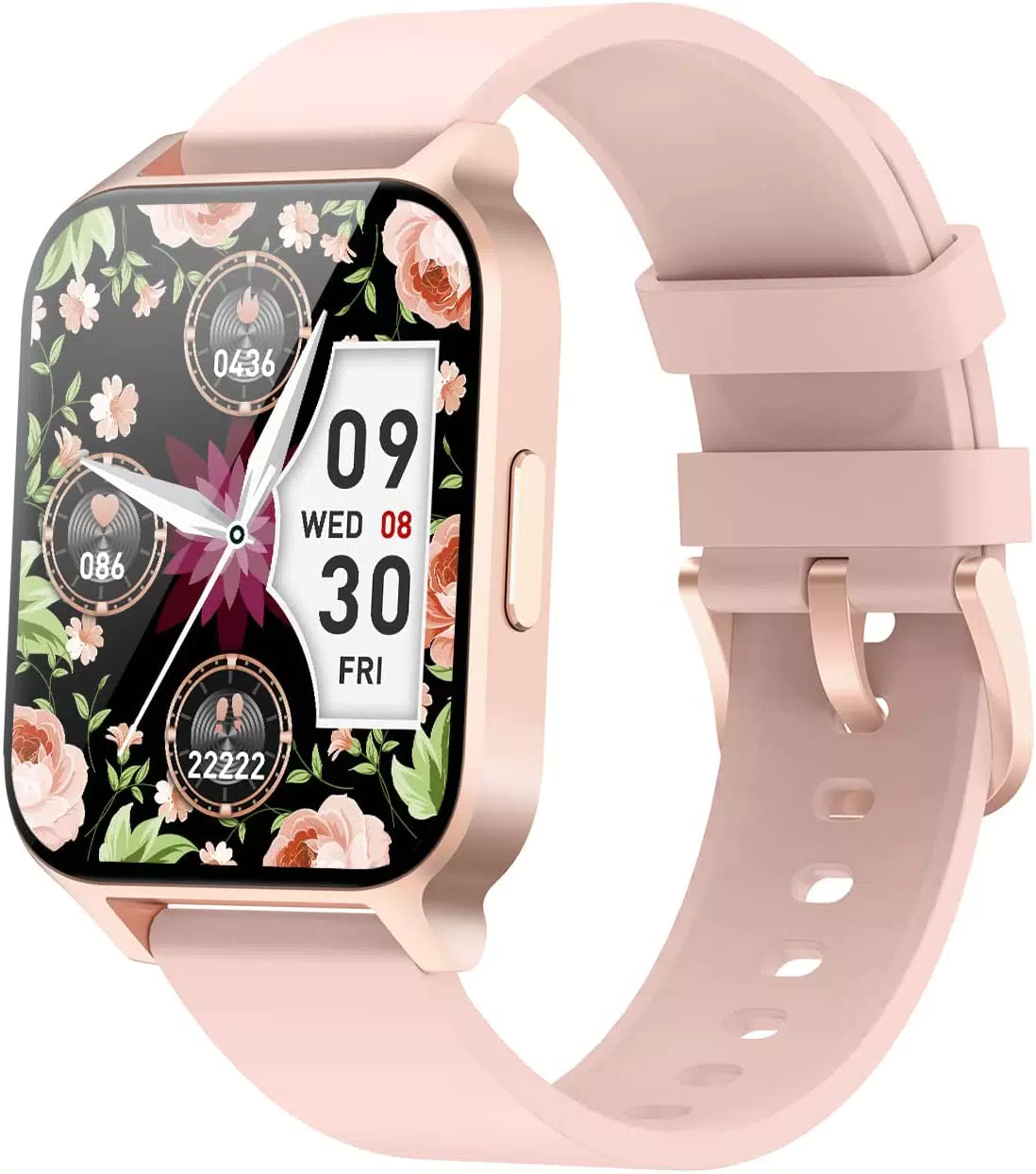 Smartwatch Donna Orologio Contapassi da Polso Fitness Tracker con Cardiofrequenzimetro Saturimetro Orologio Sportivo Android iOS Notifiche WhatsAPP Chiamate Ciclo Mestruale Impermeabile Elegante Rosa