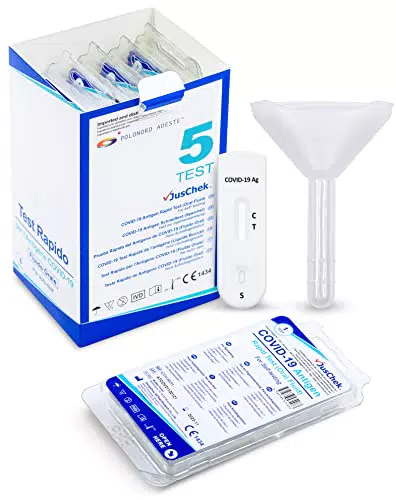 Adeste, COVID 19 Tamponi Rapidi Salivari, Confezione da 5 Kit
