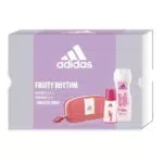 Adidas, Confezione Regalo Donna Fruity Rhythm, Profumo Donna 30 ml e Smooth Gel Doccia Bagnoschiuma 250 ml e Pochette