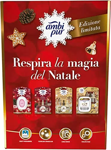 Ambi Pur Pacco Regalo Natale Starter Kit Diffusore Elettrico Biscotto alla Vaniglia e mela e cannella