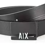ARMANI EXCHANGE 100% Vera Pelleogo Ricamato sulla Fibbia Cintura