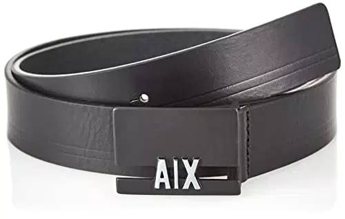ARMANI EXCHANGE 100% Vera Pelleogo Ricamato sulla Fibbia Cintura