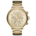 Armani Exchange Orologio cronografo al quarzo Uomo, cassa in acciaio inossidabile dorata da 49 mm con bracciale in acciaio inossidabile