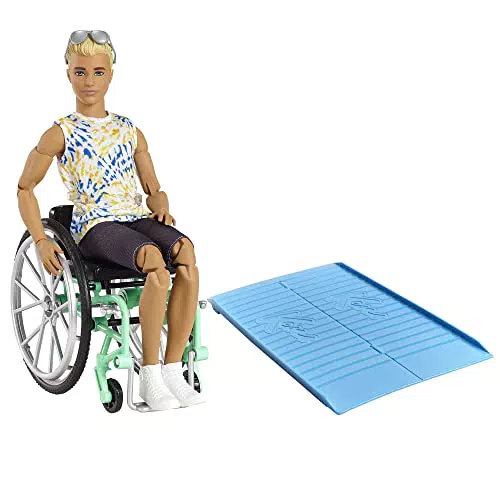 Barbie Bambola Ken Fashionistas con Sedia a Rotelle