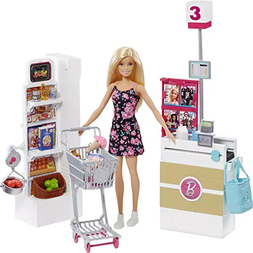 Barbie - Bambolaupermercato, Carrello Funzionante e Tanti Accessoriulticolore