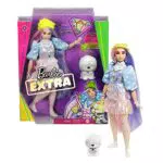 Barbie Extra Bambola con Capelli Viola, Cucciolo, Vestiti alla Moda e 10 Accessori
