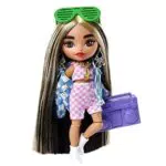 Barbie - Mini Bambola Articolata con Giacca a Quadri e Morbidi Capelli Bicolore