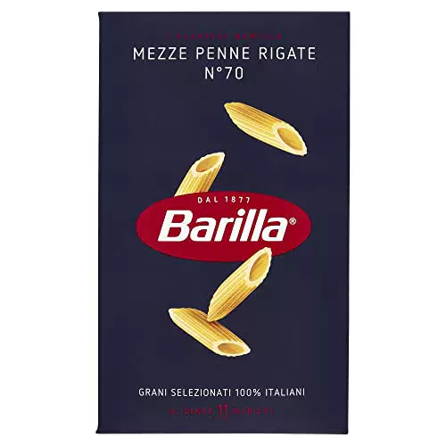 Barilla Pasta Mezze Penne Rigate N.70, Pasta di Semola di Grano Duro 100% Italiano Selezionato