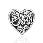 Bead Charm Donna Argento Charm Cuore Charm Mamma e Figlia Charm Argento 925 Ciondolo Cuore Argento Charm per Bracciale Collana Charm Regalo Donna per Compleannoan Valentino