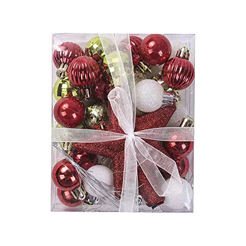 Beauace Palle di Natale, Rosso Verde e Bianco, 30 Pezzi