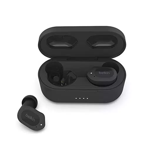 Belkin SOUNDFORM Play Auricolari true wireless, cuffie Bluetooth con 3 preselezioni dell’equalizzatore, resistenti a sudore e schizzi IPX5, 38 ore di riproduzione per iPhone, Galaxy, Pixel - Nero