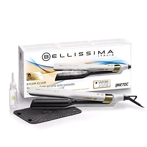 Bellissima Imetec Steam Elixir, Piastra a Vapore, Capelli lisci in Una Sola Passata Senza Danni