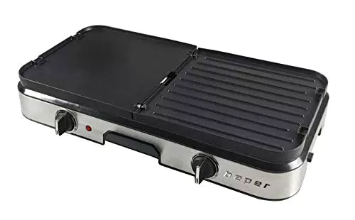 Beper BT.402 Barbecue 2 in 1, Piastre Riversibili Rimovibili