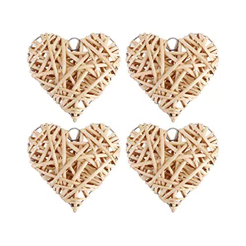 BESPORTBLE Decorazione a forma di cuore, in vimini, 15 cm