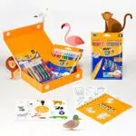 BIC My Colouring Box - Kit Per Colorare Con 12 Marker/18 Matite Per Colorare/6 Colle Glitter/1 Libro Da Colorare E 36 Adesivi