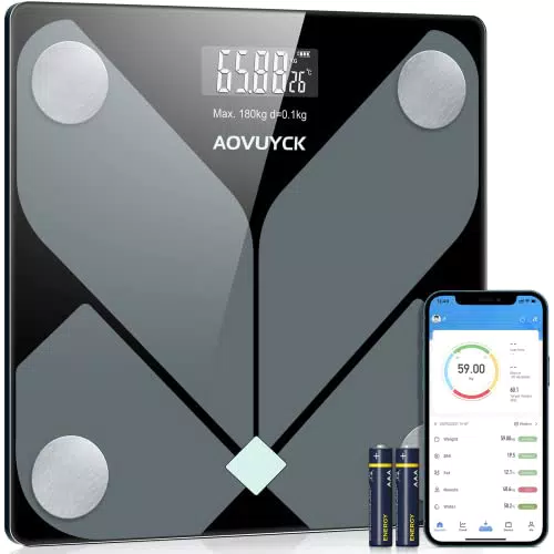Bilancia Pesapersone, Bilancia Impedenziometrica Professionale con Bluetooth App Bilancia Digitale Smart con Unità KG/LB/ST y 12 Indici di Corporea