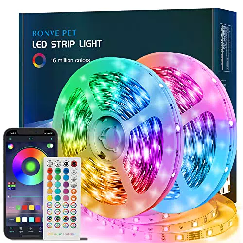 Bonve Pet Striscia Leduci Led camera da letto 10 Metried Striscia con 40 Tasti Telecomando Controller Bluetoothed rgb SMD 5050 Funzione Musicaletrisce led per Decorazioni Cucina Bar Festa