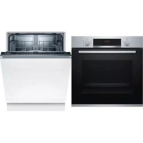 Bosch Elettrodomestici SMV2ITX16E Serie 2, Lavastoviglie a scomparsa totale, 60 cm & HBA534BS0 Forno Elettrico da Incasso 7 Programmi di Cottura in Acciaio Inox