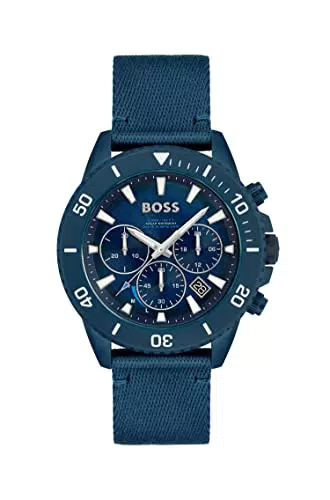 Boss Orologio con Cronografo al Quarzo da Uomo Con Cinturino In Tessuto Derivato Da Plastica Nell'Oceano Blu - 1513919