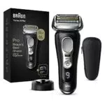Braun Series 9 Pro, Rasoio Elettrico Barba, Rifinitore di precisione con Custodia da Viaggio, Lame Flessibili, 9410s Nero