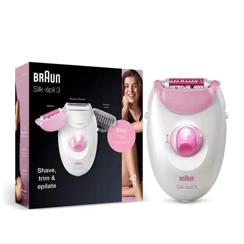 Braun Silk-épil 3 Depilatore Donna, Epilatore Elettrico Donna con Testina Radente e Rifinitore