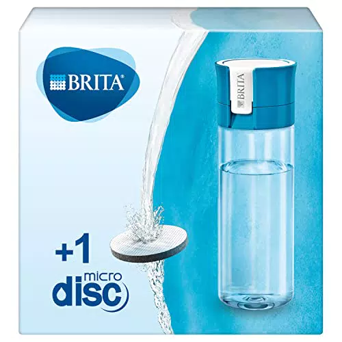 BRITA Borraccia filtrante per acqua, Blu - incl. 1 filtro MicroDisc per la riduzione di cloro