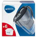 BRITA Caraffa Filtrante Marella per acqua, Grafite - Pacchetto semestrale incl. 6 Filtri MAXTRA+ per la riduzione di cloro