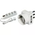 Bticino 3680Dbf Multipresa Poker, 4 Prese Universali Con Interruttore Luminoso E Salvafulmine