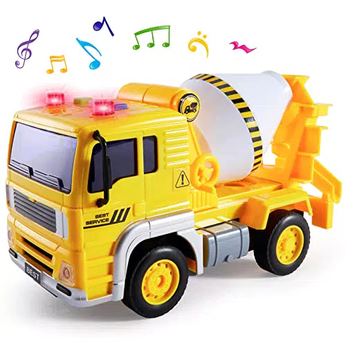 BUYGER Camion da Costruzione Betoniera Giocattolo Veicoli con Luci e Suoni per Bambini 3 Anni
