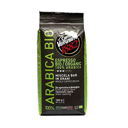Caffè Vergnano 1882 Caffè in Grani 100% Arabica Bio - 1 confezione da 1 Kg