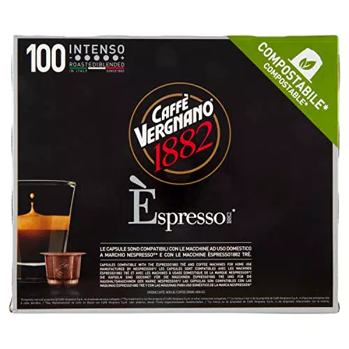 Caffè Vergnano Èspresso1882, Intenso - 100 Capsule Compatibili Nespresso