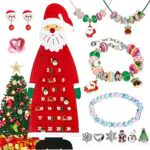 Calendario dell'Avvento in Feltro per Ragazze, SIMSPEAR Calendario dell'Avvento in Feltro Gioielli per Ragazze con Braccialetto di Perle Ciondolo Orecchio Clip Anello per Ragazze Regalo di Natale